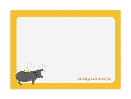 Notecard Set of 6 Bubbly Hippo