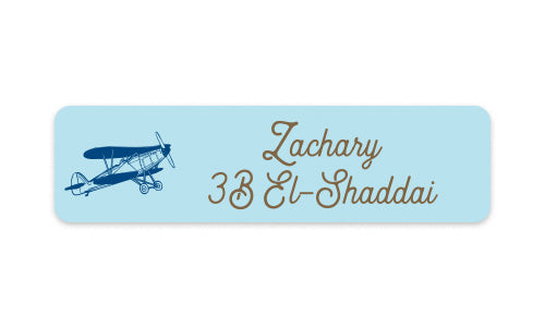 School Label Vintage Airplane