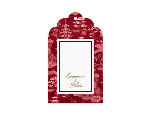 Gift Tag Set of 12 Oriental Garden Red