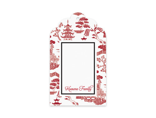 Gift Tag Set of 12 Oriental Garden White