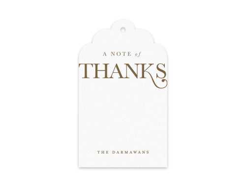 Gift Tag Set of 12 A Note Of Thanks