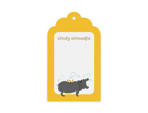 Gift Tag Set of 12 Bubbly Hippo