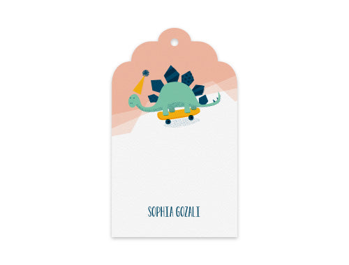 Gift Tag Set of 12 Skating Stegosaur