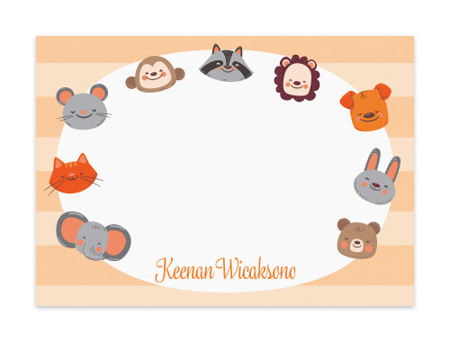 Notecard Set of 6 Animal Party