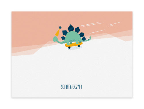 Notecard Set of 6 Skating Stegosaur