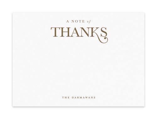 Notecard Set of 6 A Note Of Thanks
