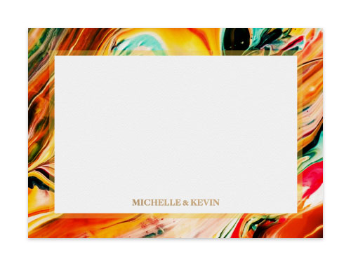Notecard Set of 6 Marbelized Crimson