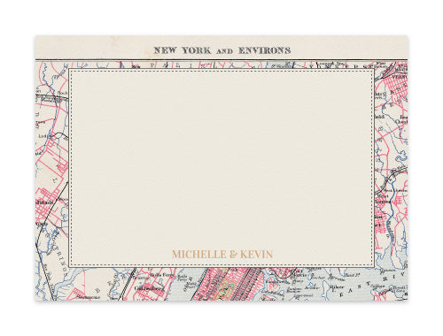 Notecard Set of 6 Vintage Map City