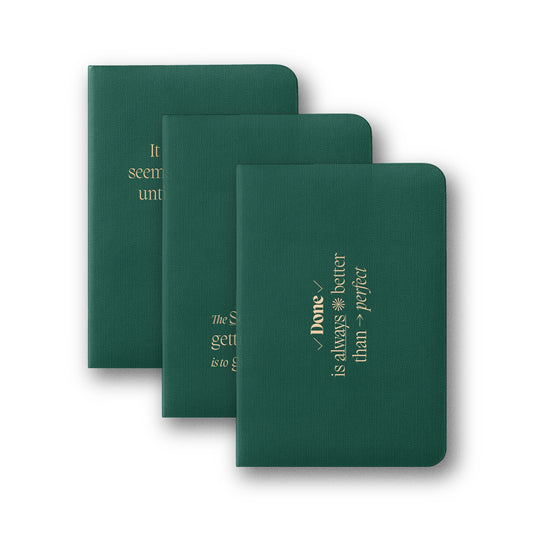 Pocket Notes Set of 3 A6 Lined Forest Green