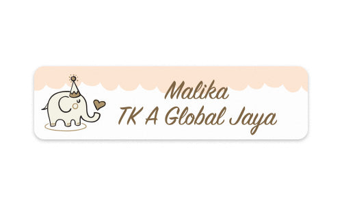 School Label Baby Elephant