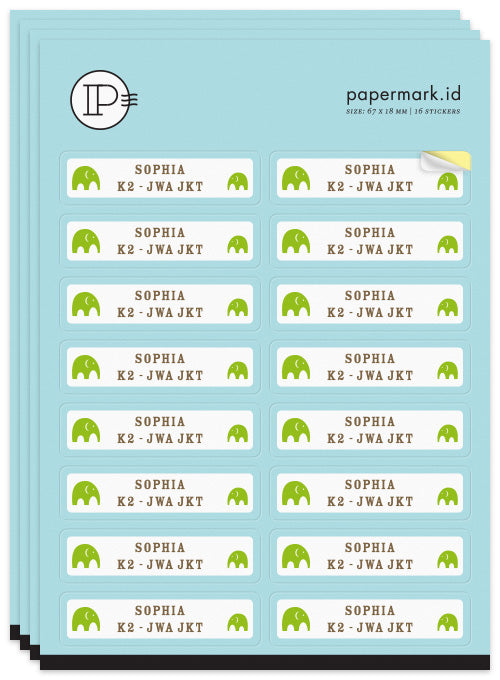 School Label Tiny Elephant