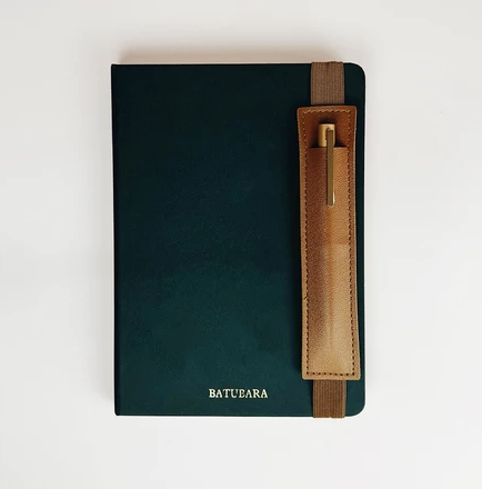 Elastic Pen Pouch Navy Brown