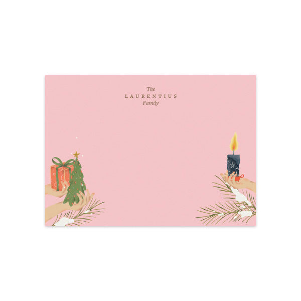 Notecard Set of 6 Pine Gift Pink