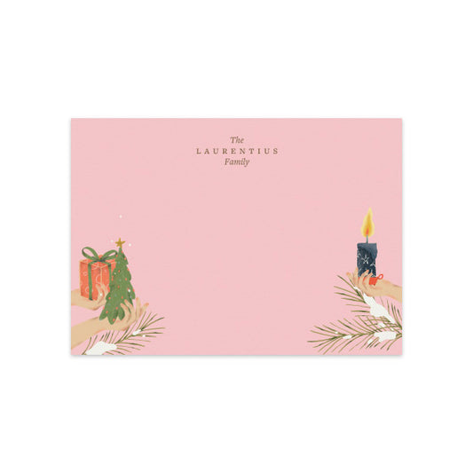 Notecard Set of 6 Pine Gift Pink