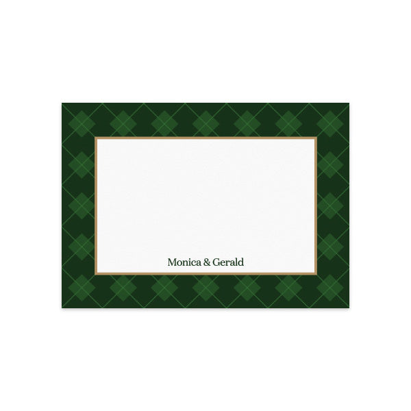 Notecard Set of 6 Tartan Green