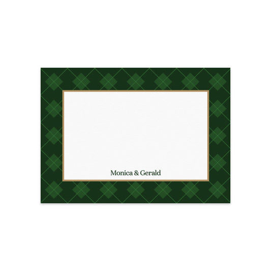 Notecard Set of 6 Tartan Green